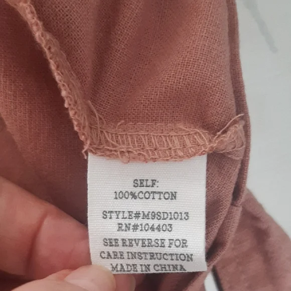 Moon🌛RiverCOTTON Dusty🎀PinkLong Sleeve Wrap Dress SIZE L Mini - Picture 10 of 12